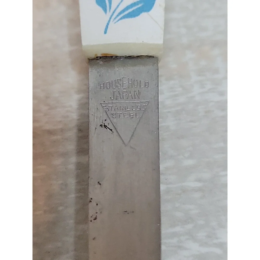 Vintage Blue Cornflower Stainless Steel Meat Fork Made By Household Japan 70s
